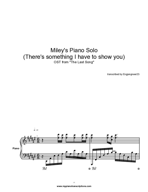 Product picture Miley Cyrus Piano Solo Complete