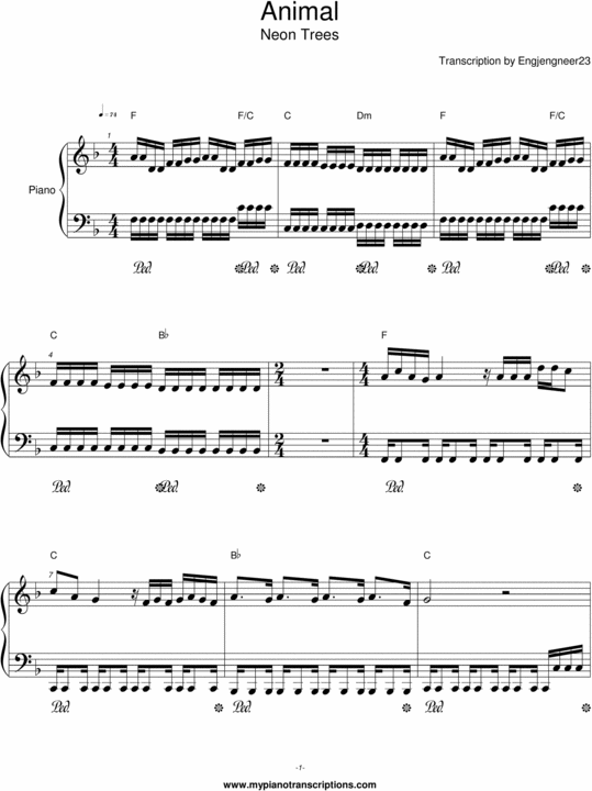 Product picture Animal - Neon Trees Sheet Music