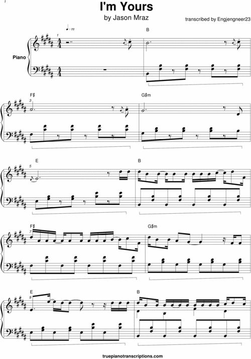 Product picture Im Yours (Jason Mraz)