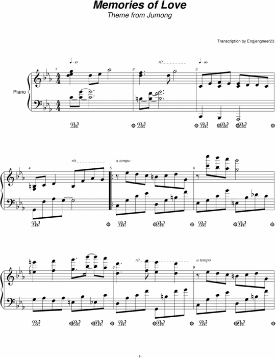 Product picture Memories of Love - Jumong Theme on Piano