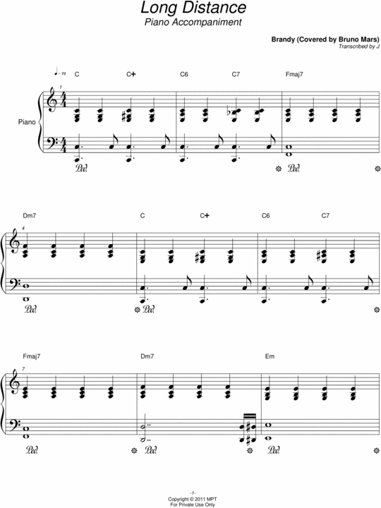 Product picture Long Distance - Brandy - Piano Accompaniment
