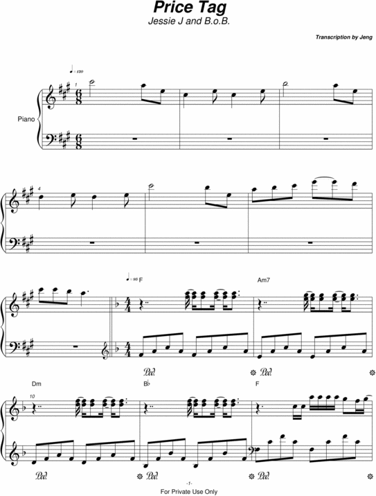 Product picture Price Tag - Jessie J - Sheet Music