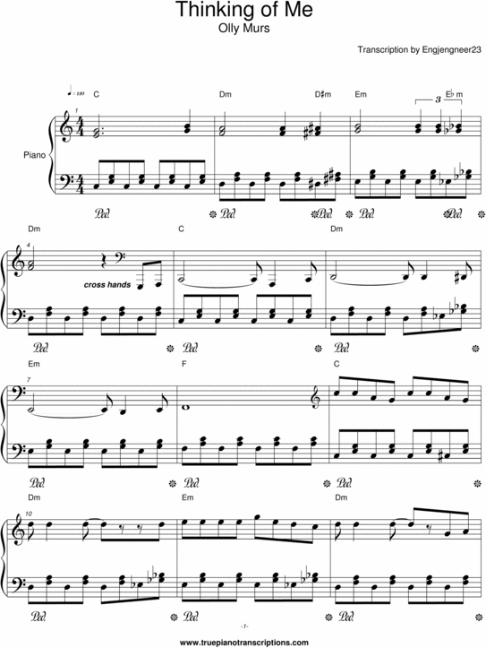 Product picture Thinking of Me - Olly Murs Sheet Music