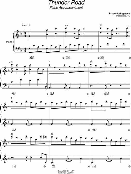 Product picture Thunder Road - Bruce Springsteen - Accompaniment