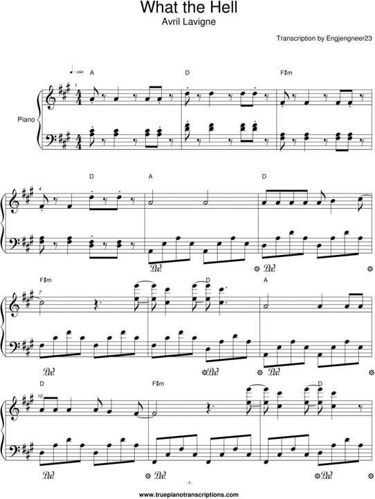 Product picture What the Hell - Avril Lavigne - Piano sheet music